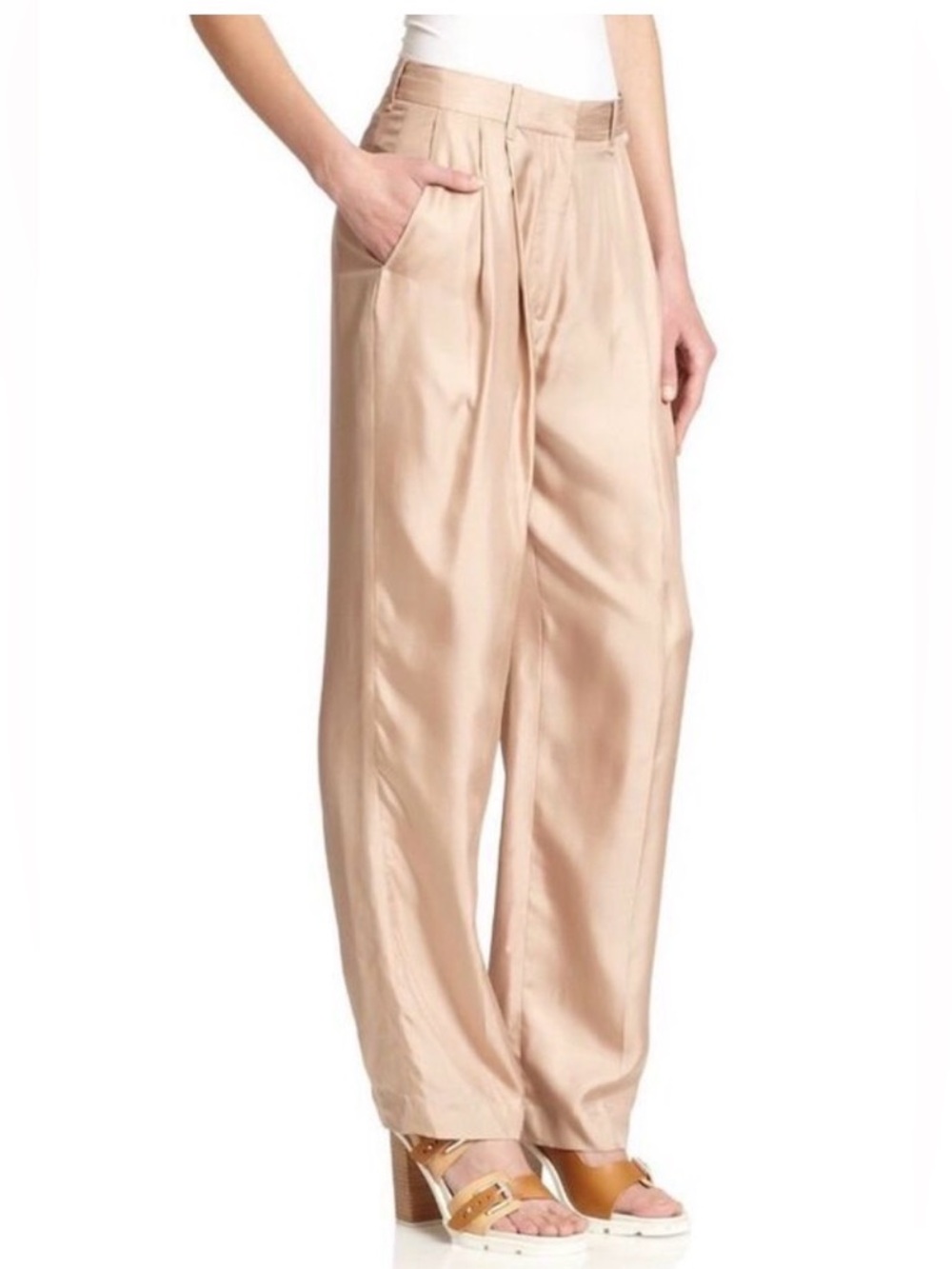 Rag & Bone Pink Silky Sally Silk Satin Pleated Trouser Pants 00